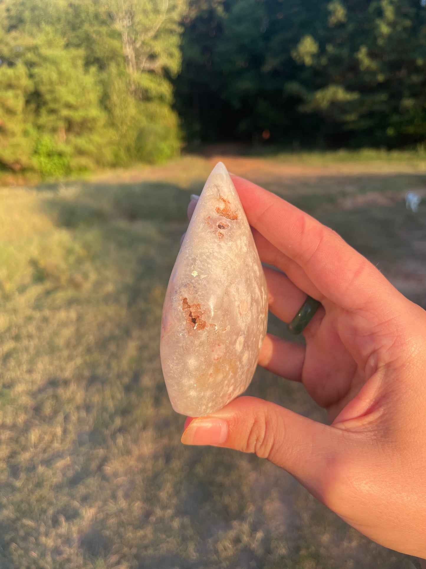 Druzy Pink Amethyst/flower agate freeform💕