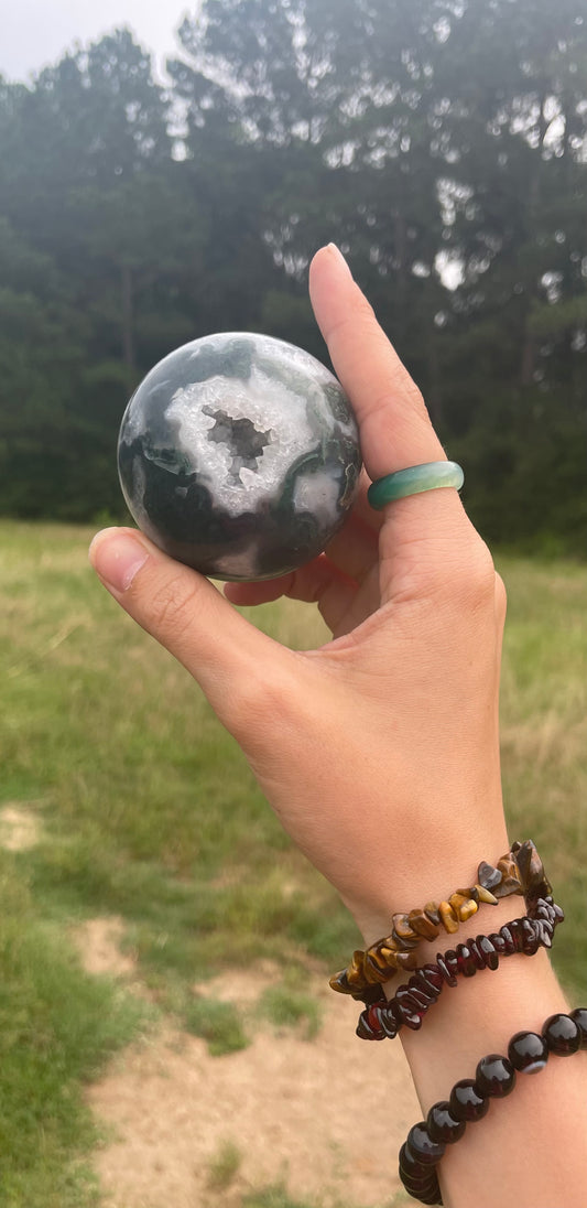 Druzy Moss Agate Sphere