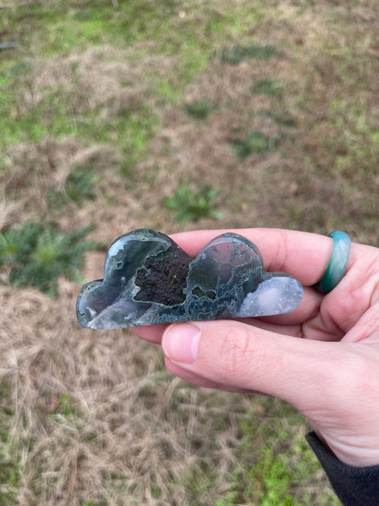 Moss Agate mini cloud carving