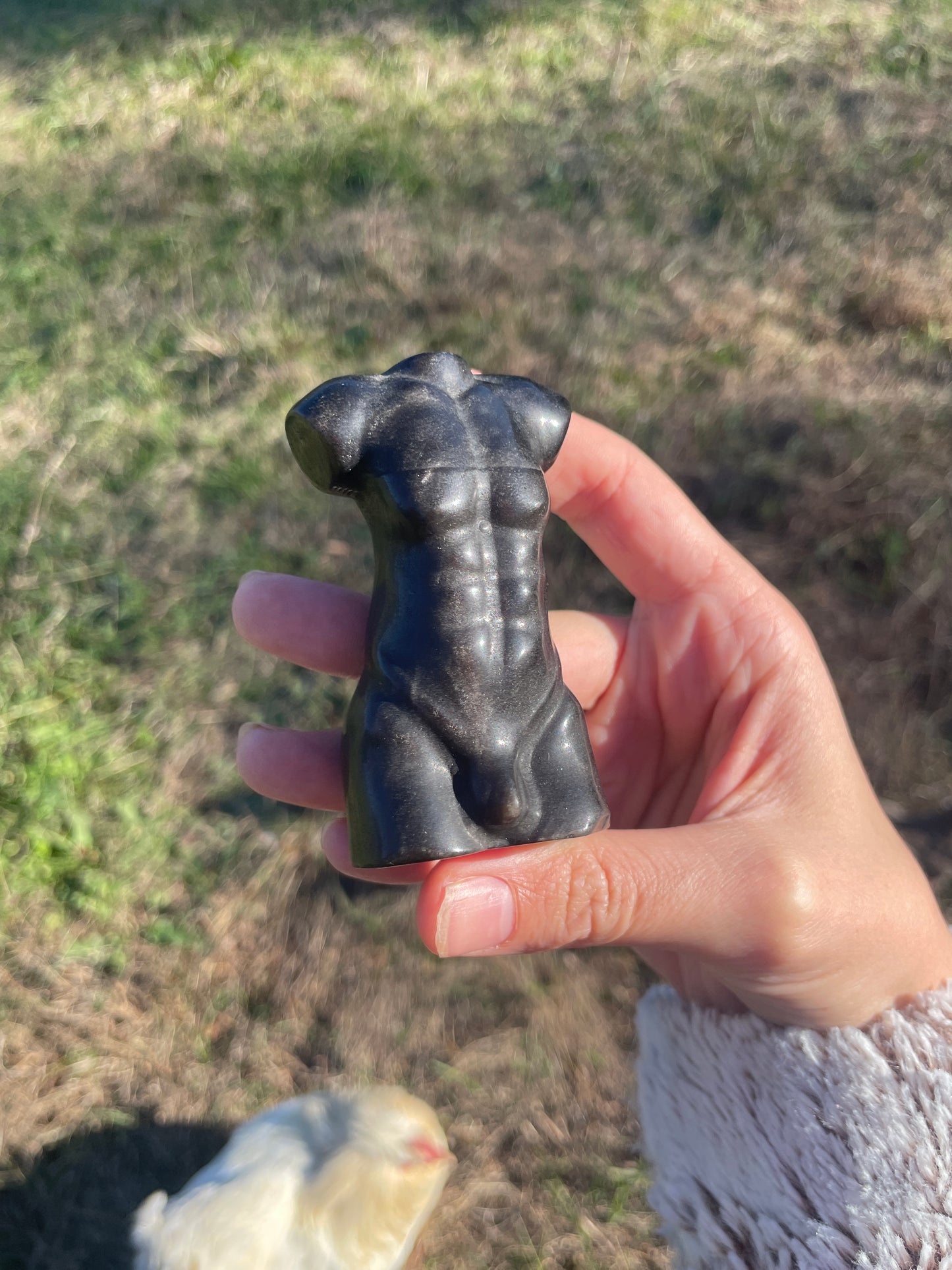 Imperfect Black Obsidian God (Man body) Carving