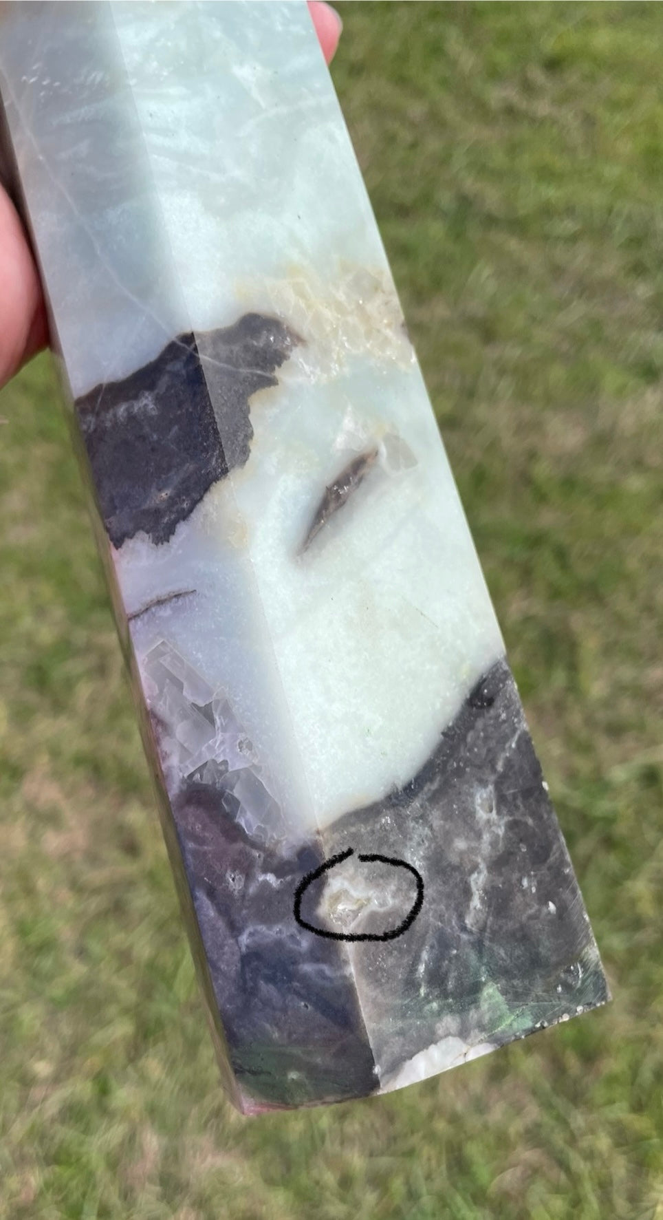 XL Sky Blue Quartz Imperfect Tower (small druzy spot)