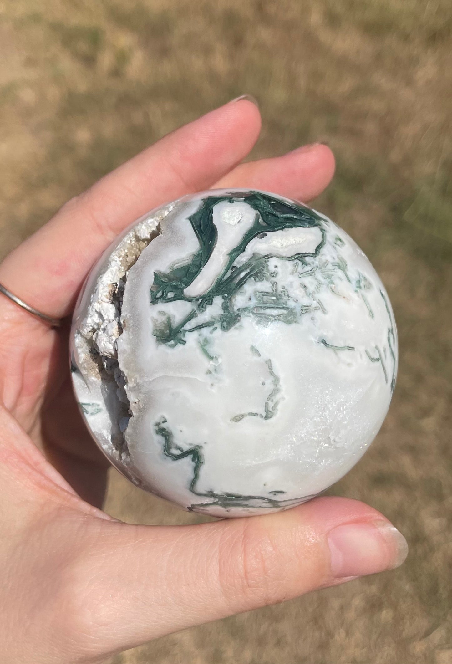 Druzy Moss Agate Sphere