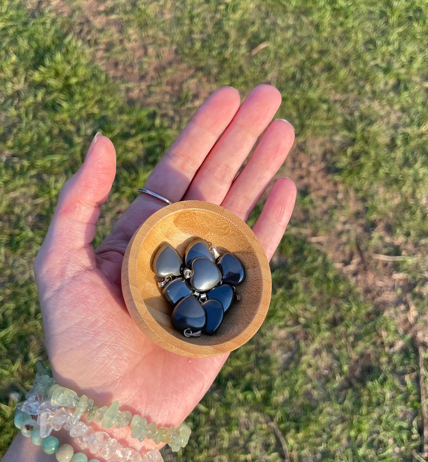 MINI Hematite Heart Pendant