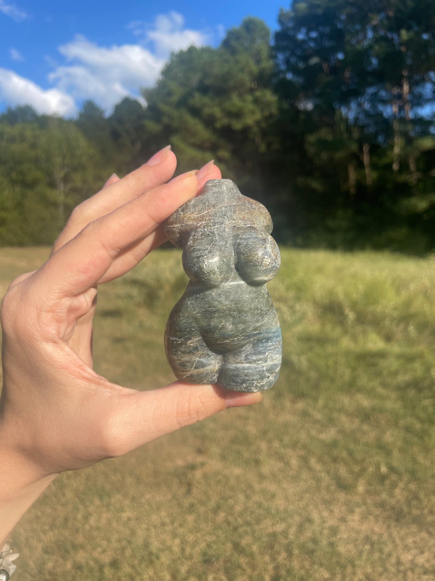 Flashy Labradorite Goddess carving