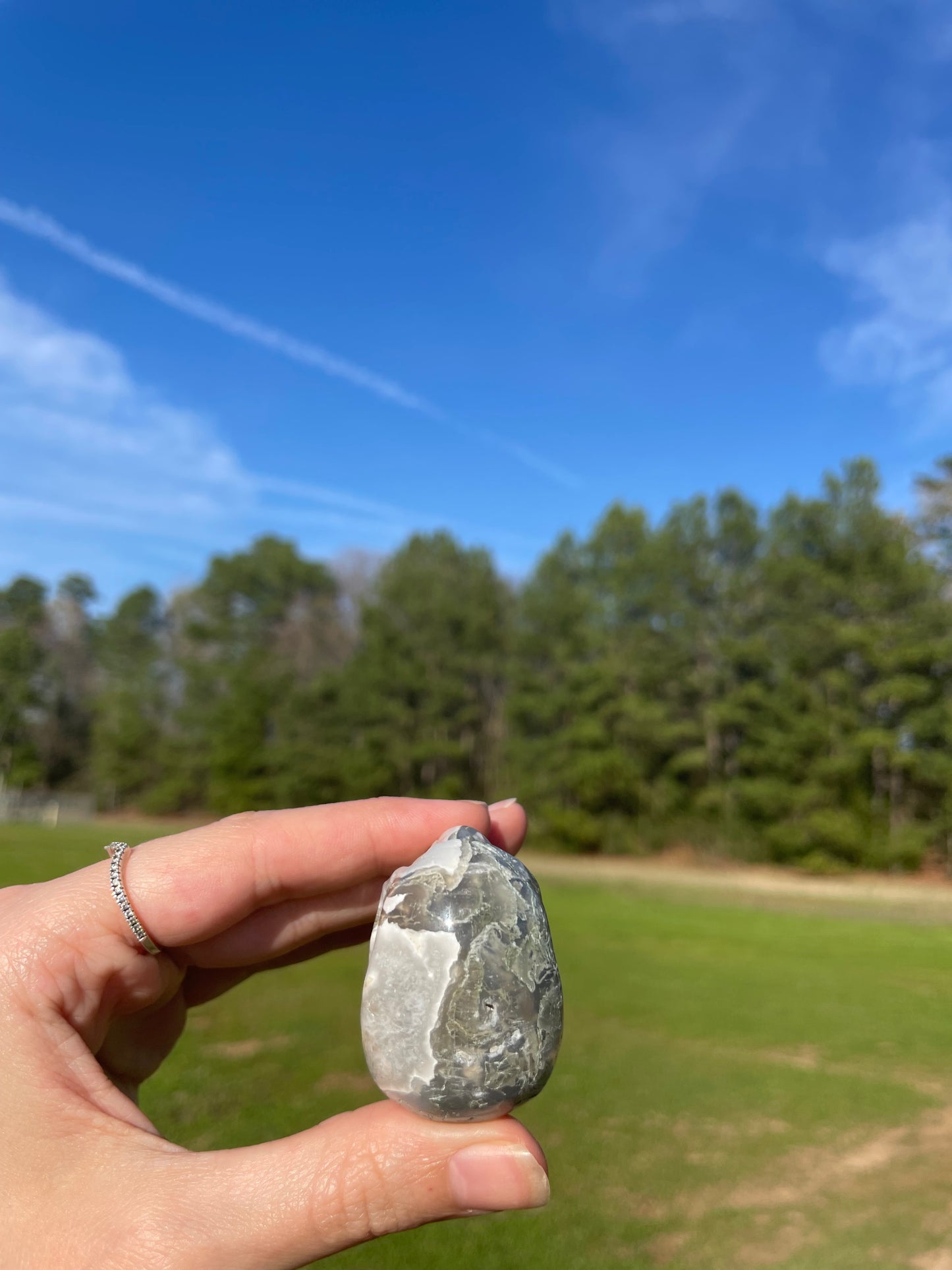 Druzy Moss Agate Small Skull