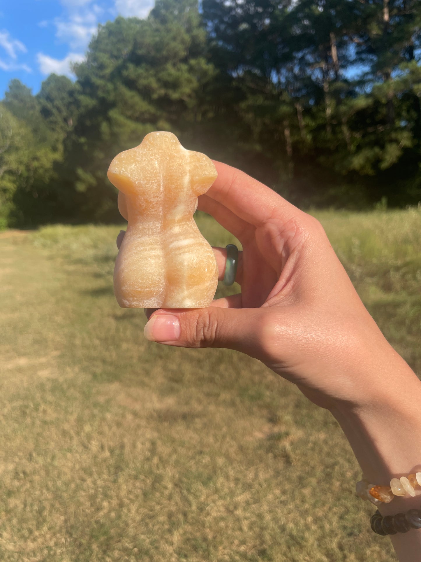 Banded Calcite Goddess carving