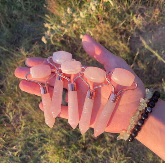 Mini Rose Quartz crystal face rollers