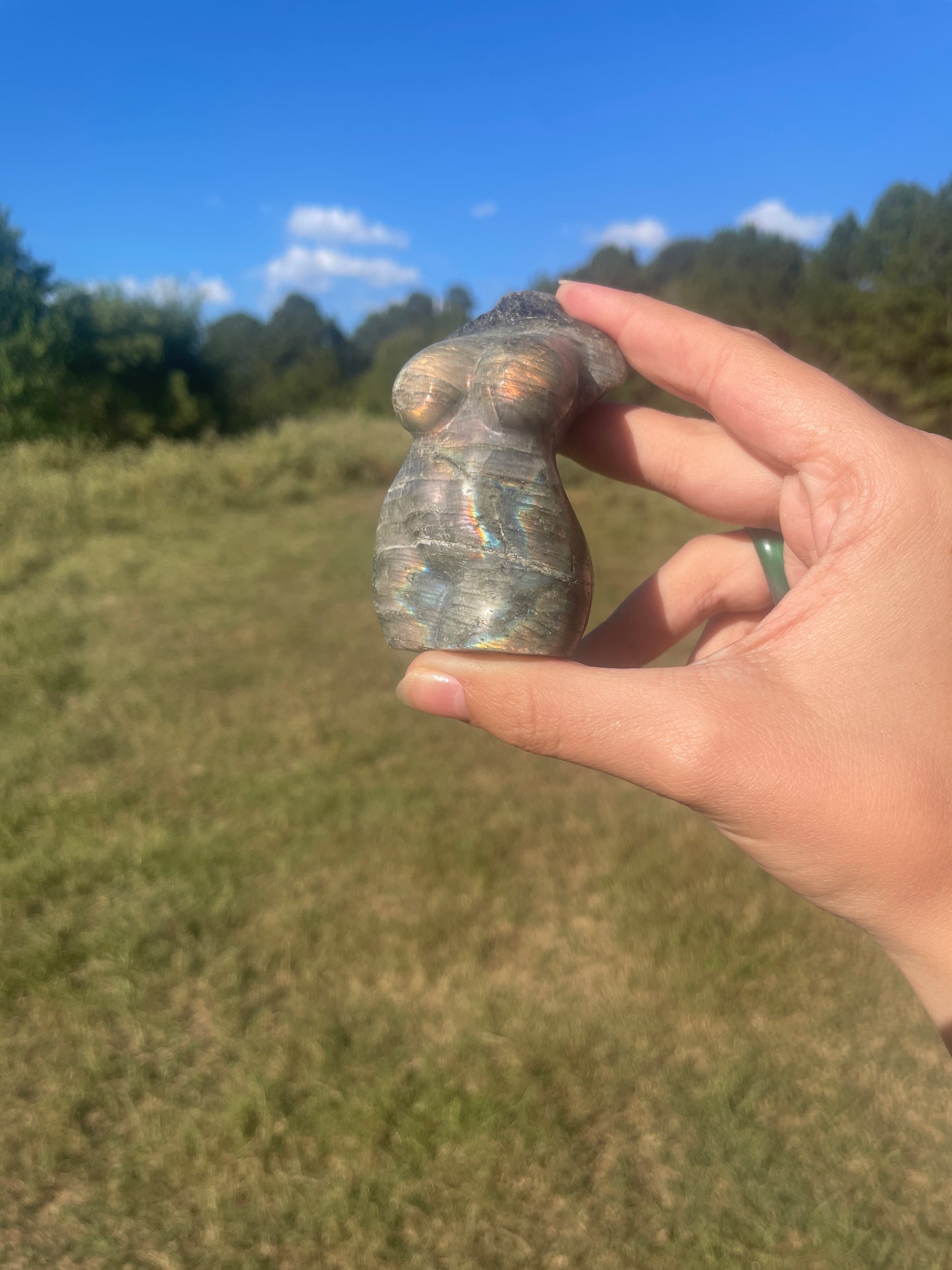 Flash Labradorite Goddess carving