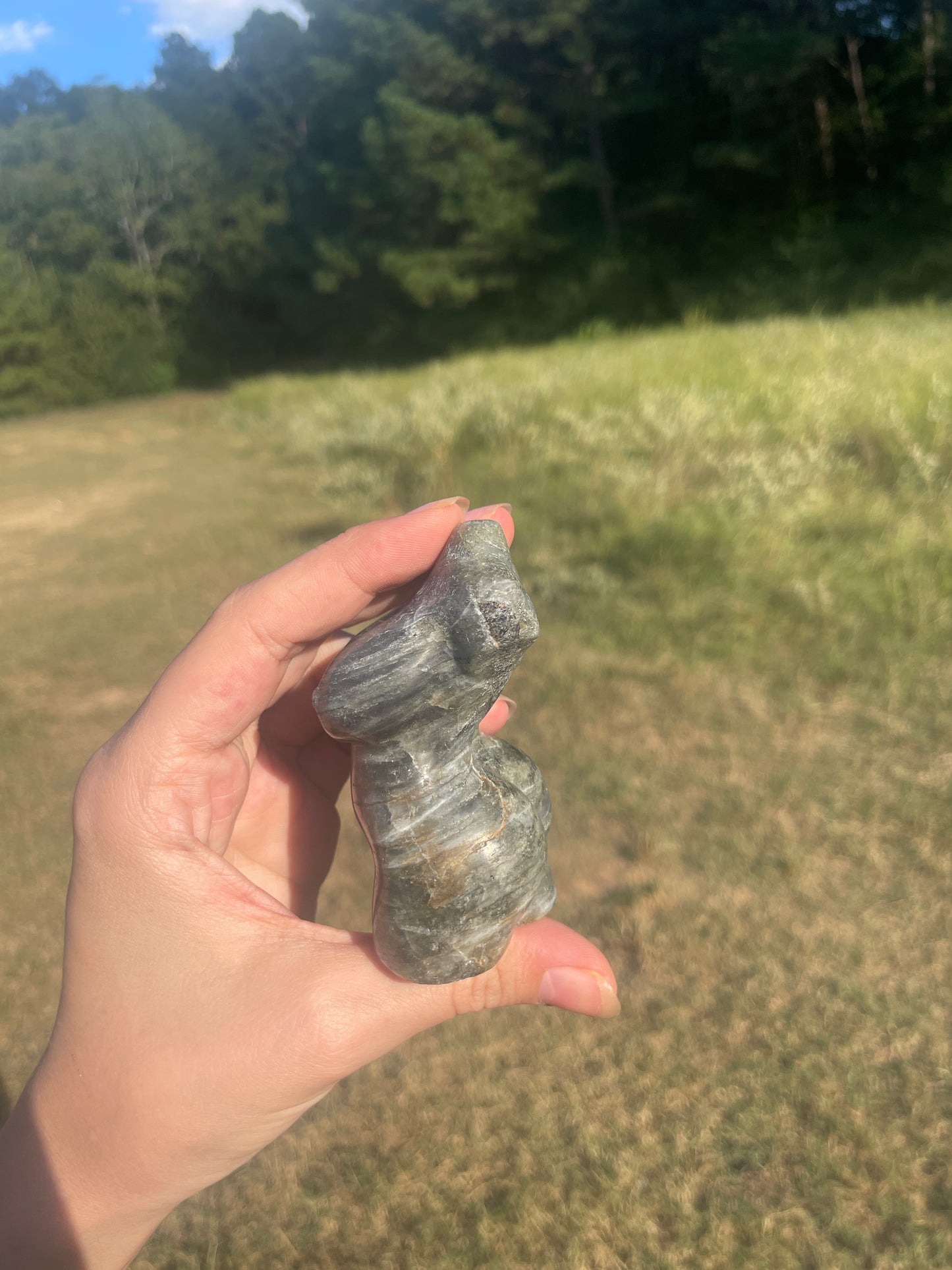 Labradorite Goddess carving (purple flash)