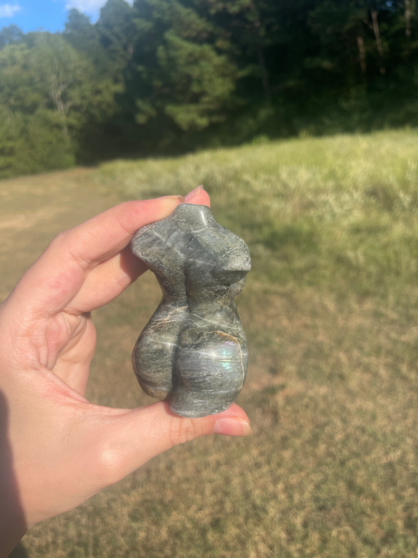 Labradorite Goddess carving (purple flash)