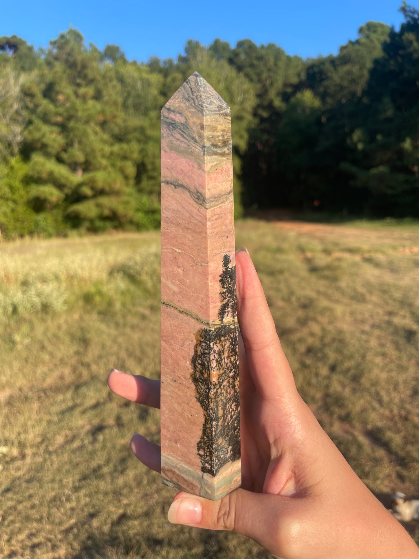 Large Rhodonite tower