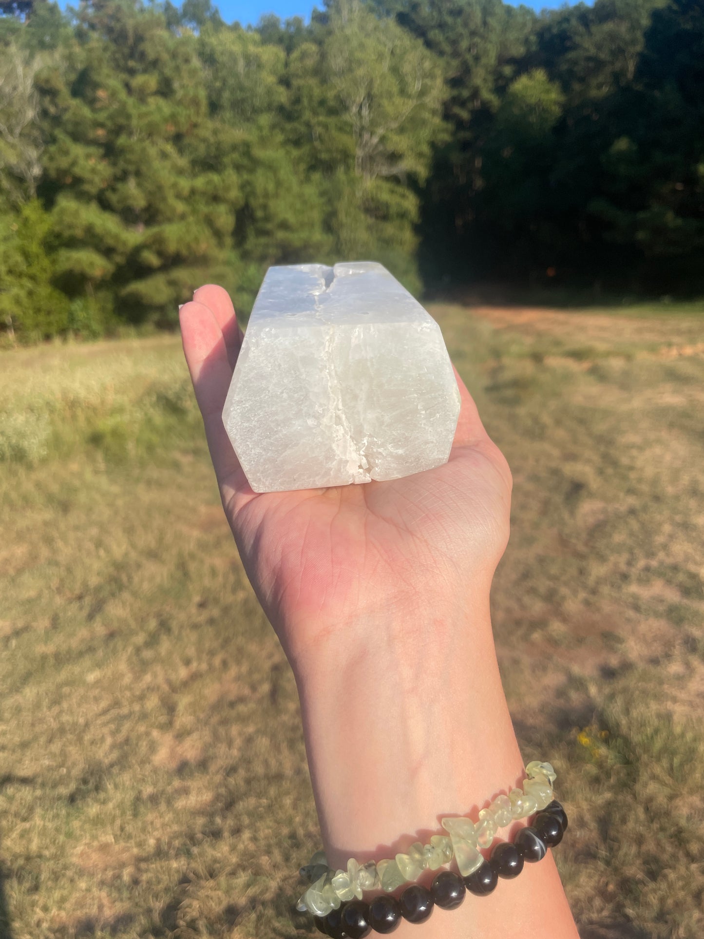 Large druzy moss agate thick tower ✨