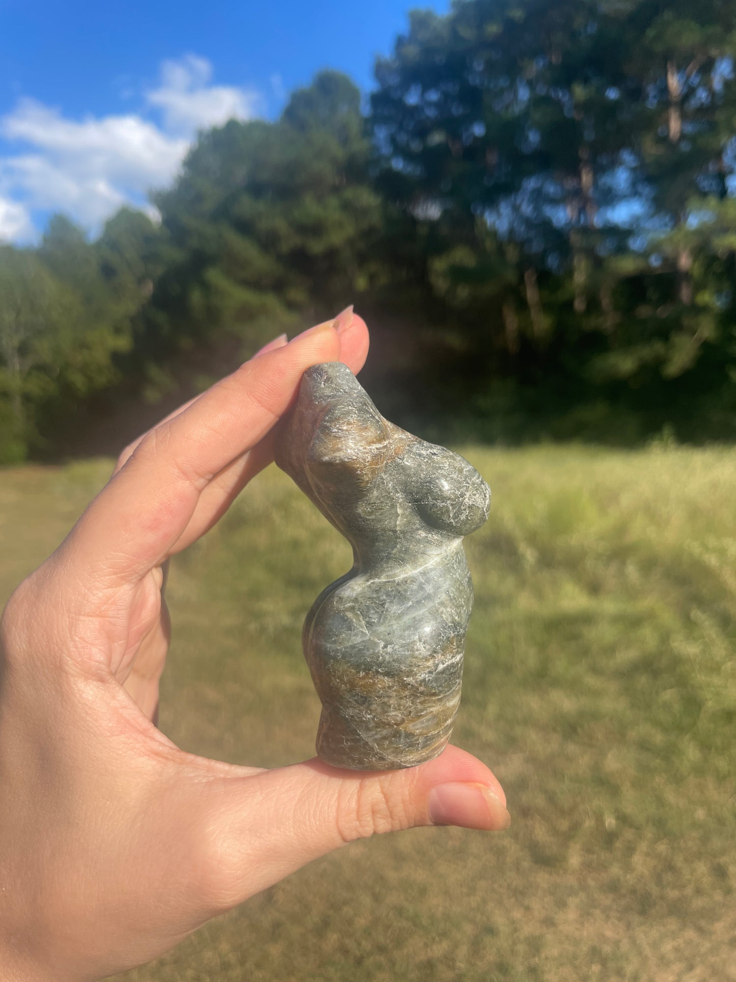 Flashy Labradorite Goddess carving