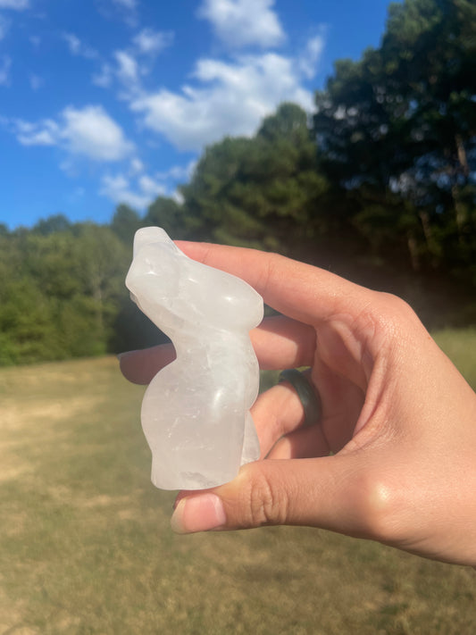 Clear Quartz Goddess carving