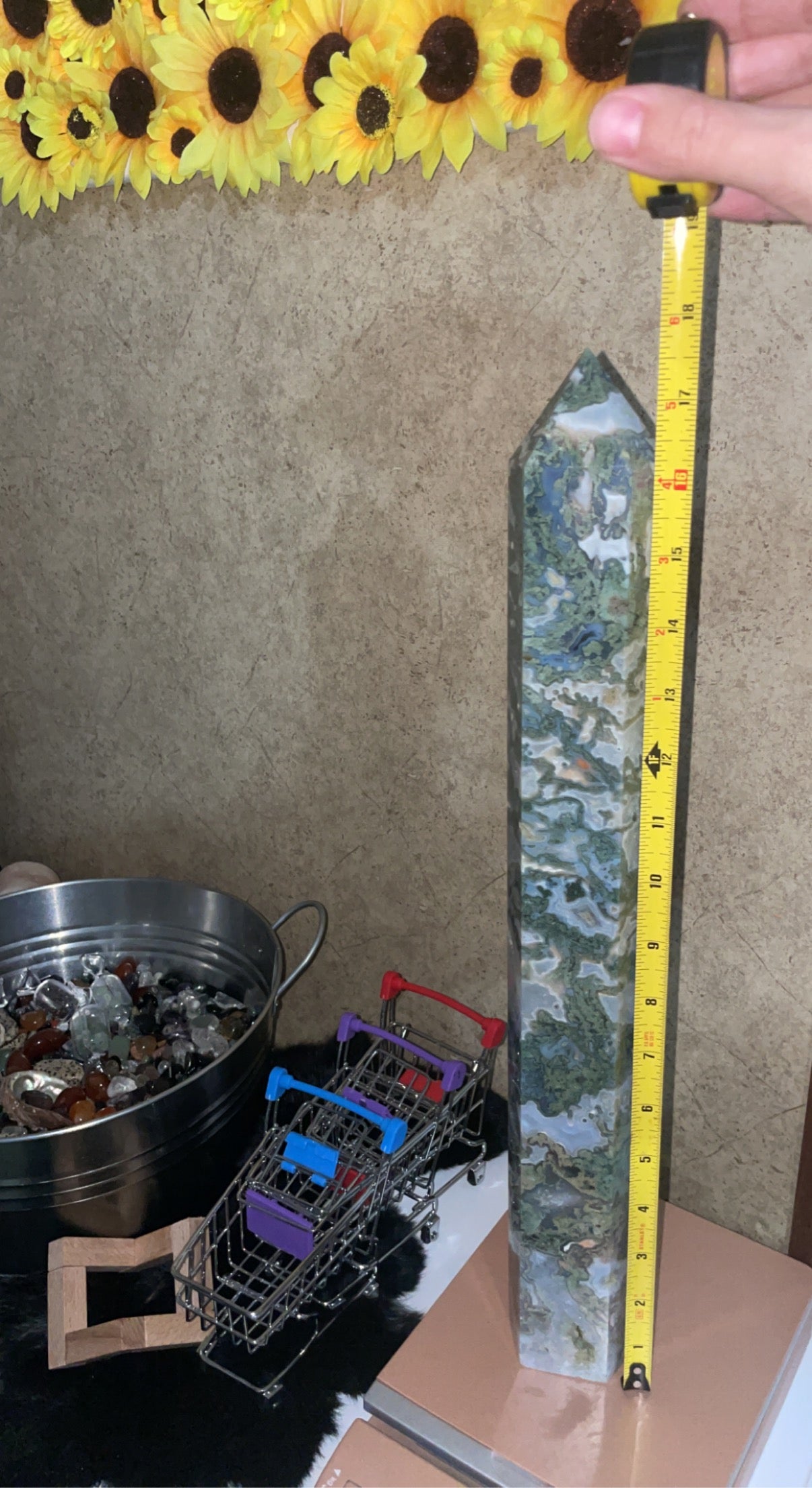 XXL Druzy Moss Agate Tower