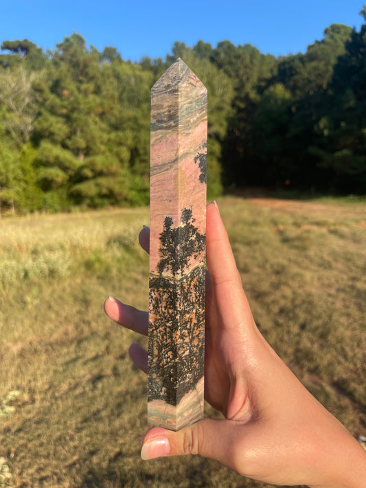 Large Rhodonite tower