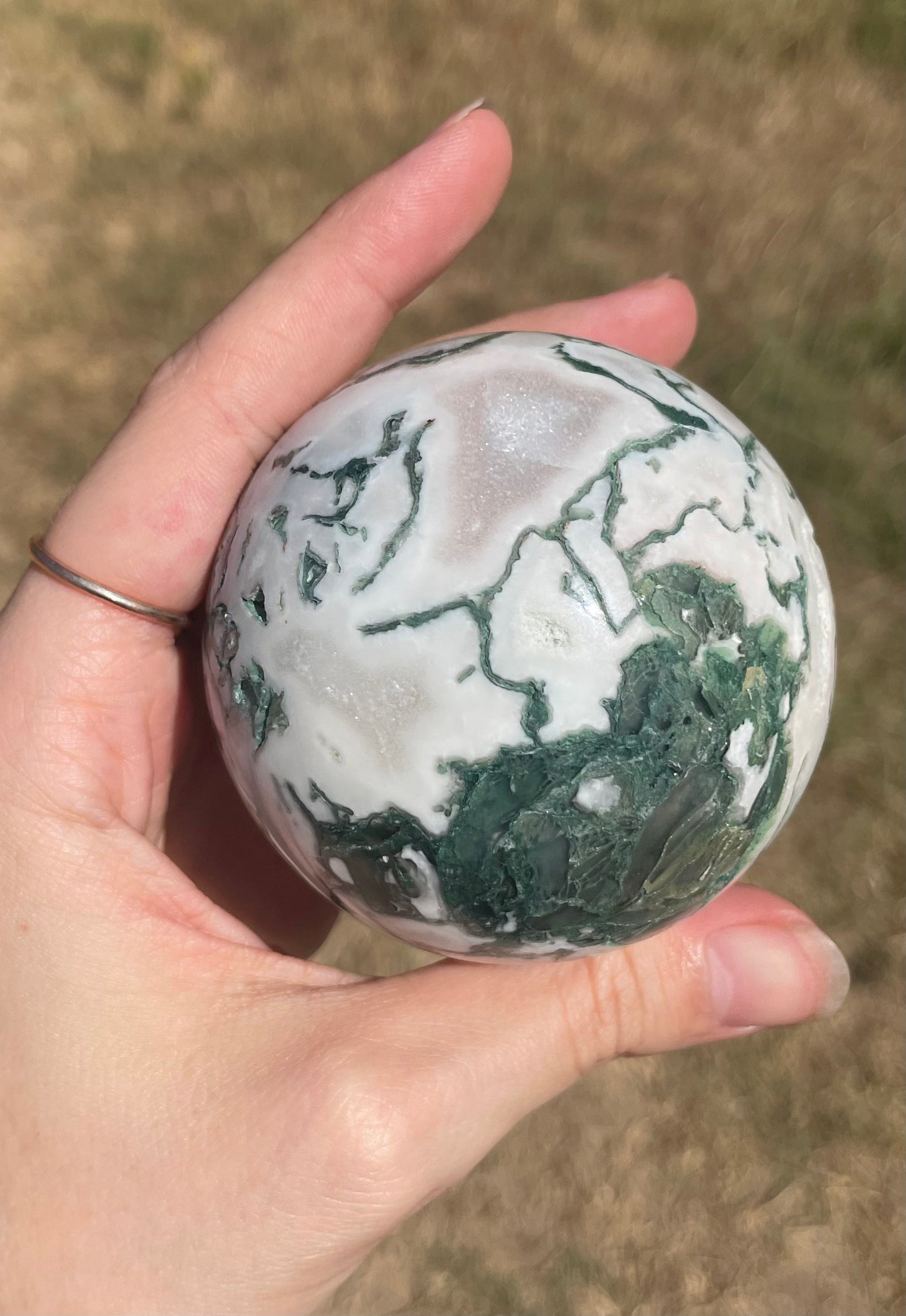 Druzy Moss Agate Sphere