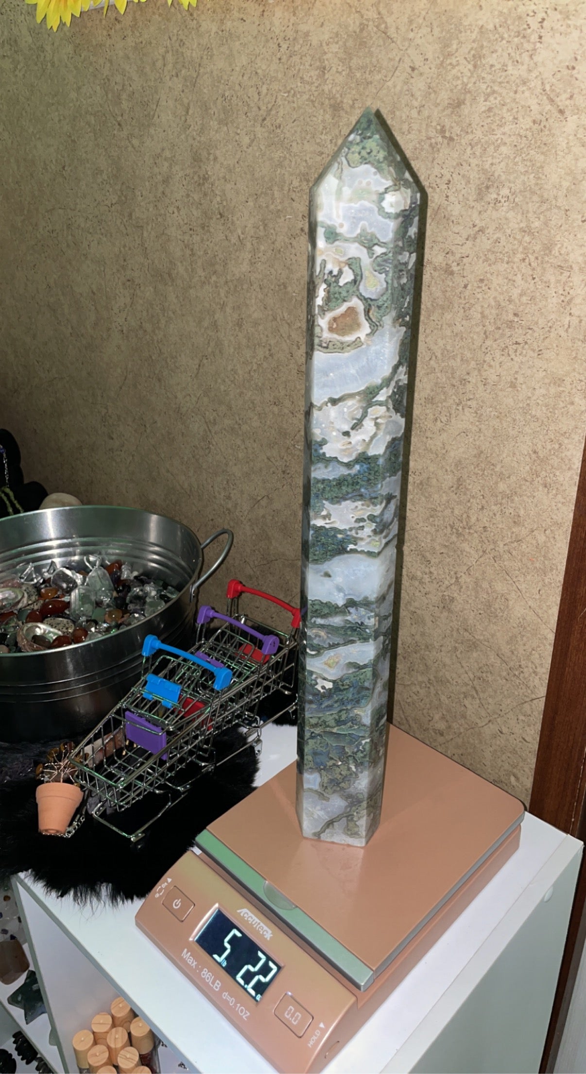 XXL Druzy Moss Agate Tower