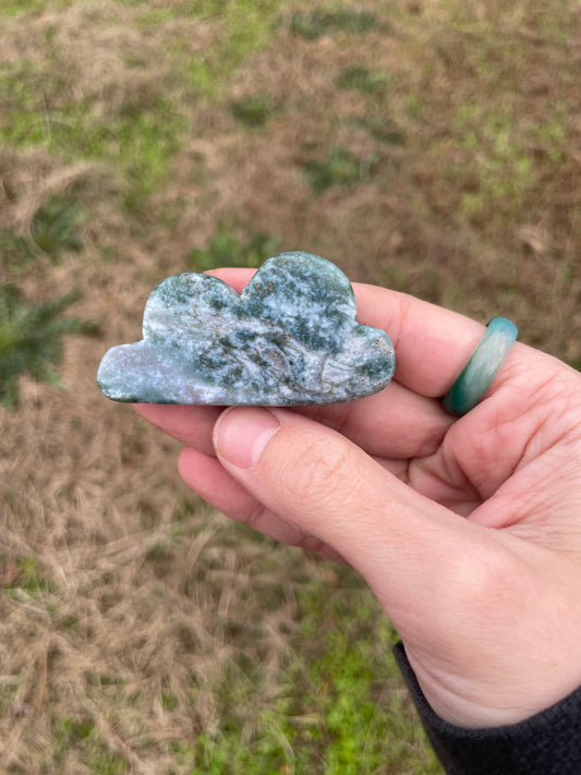 Moss Agate Mini Cloud Carving