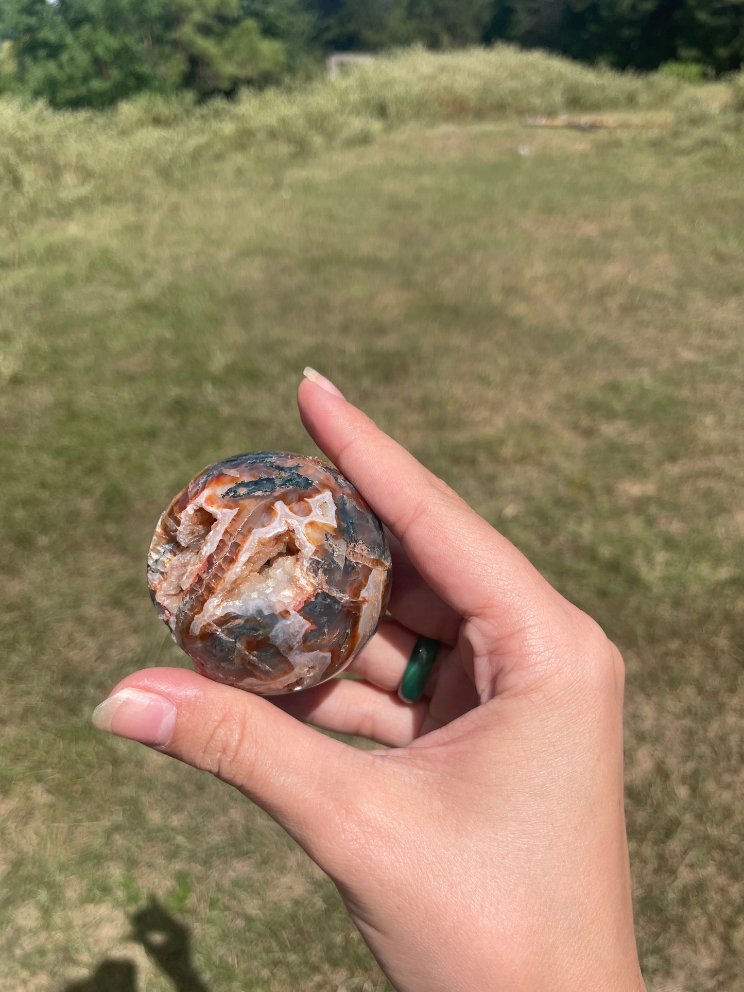 Red/Carnelian Moss Agate Sphere