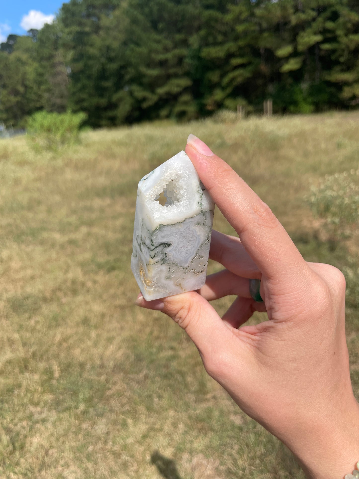 Druzy Moss Agate tower