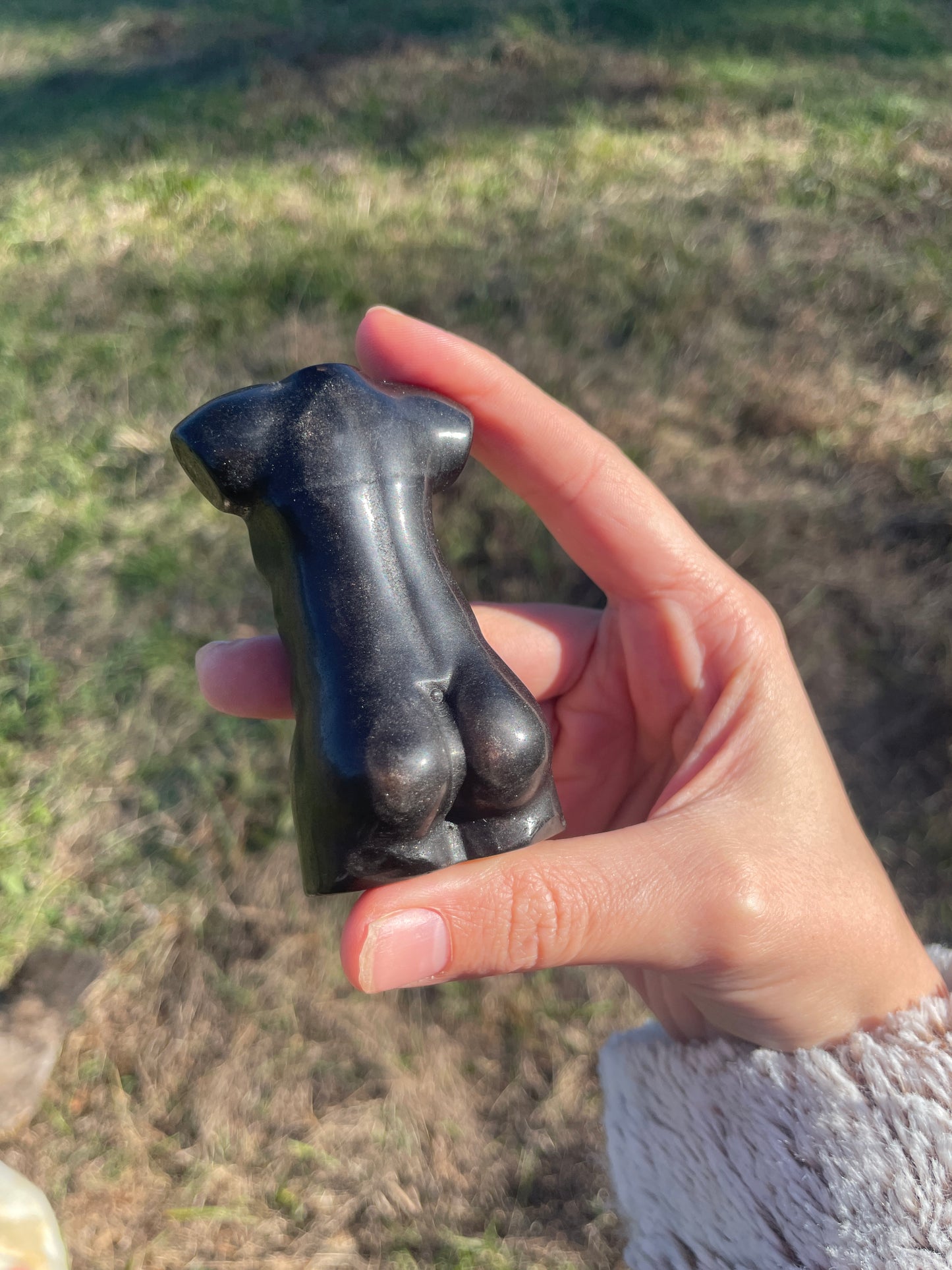 Imperfect Black Obsidian God (Man body) Carving