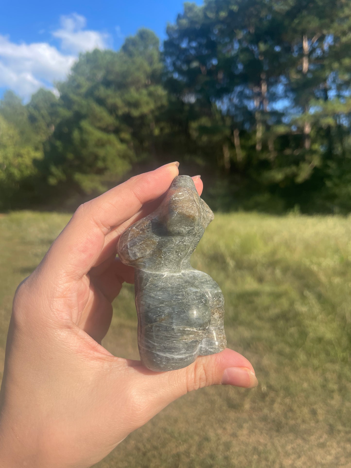 Flashy Labradorite Goddess carving