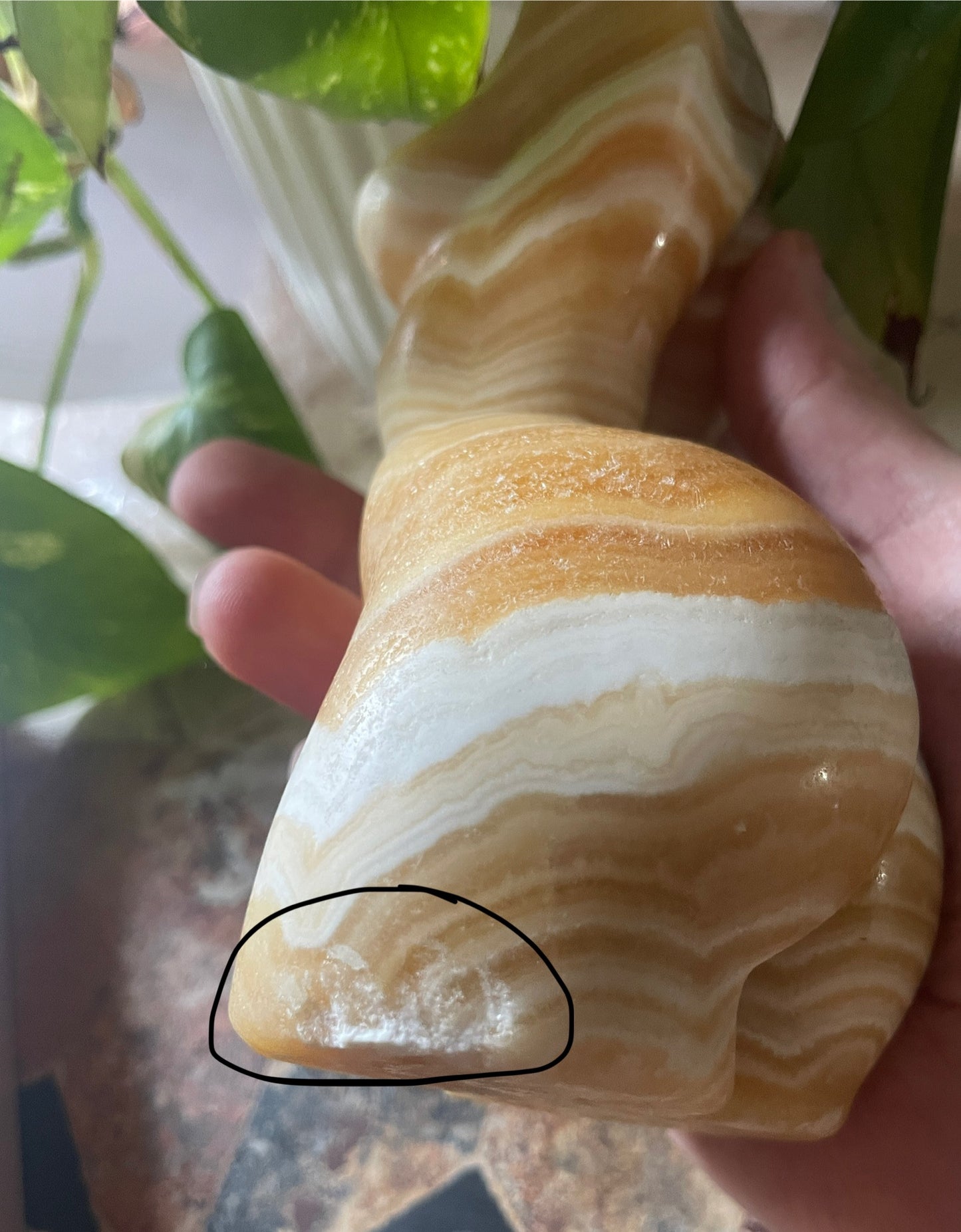 Imperfect Banded Large Calcite Goddess Carving (lady body)