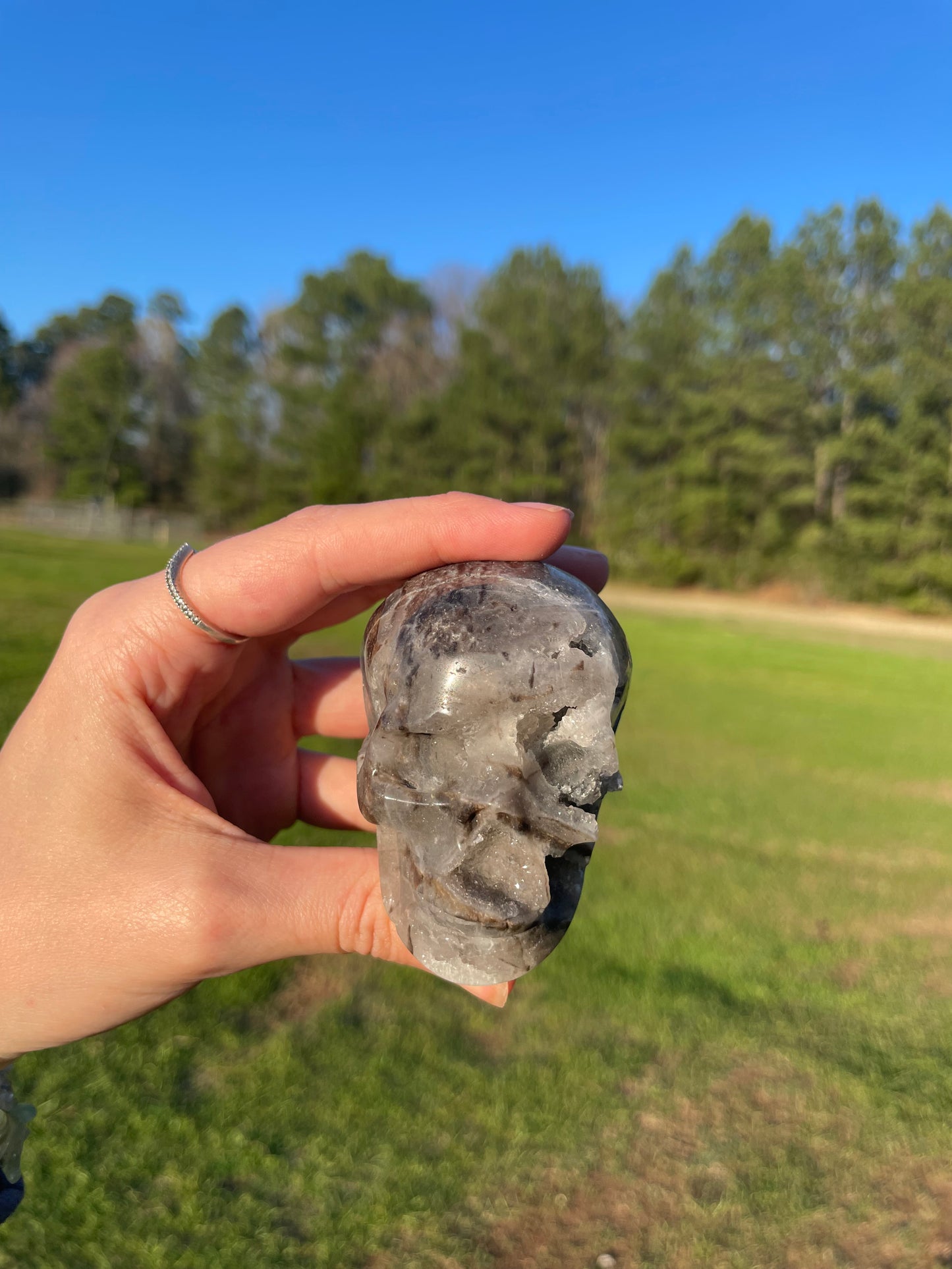 Druzy Sphalerite Skull Carving #1🖤