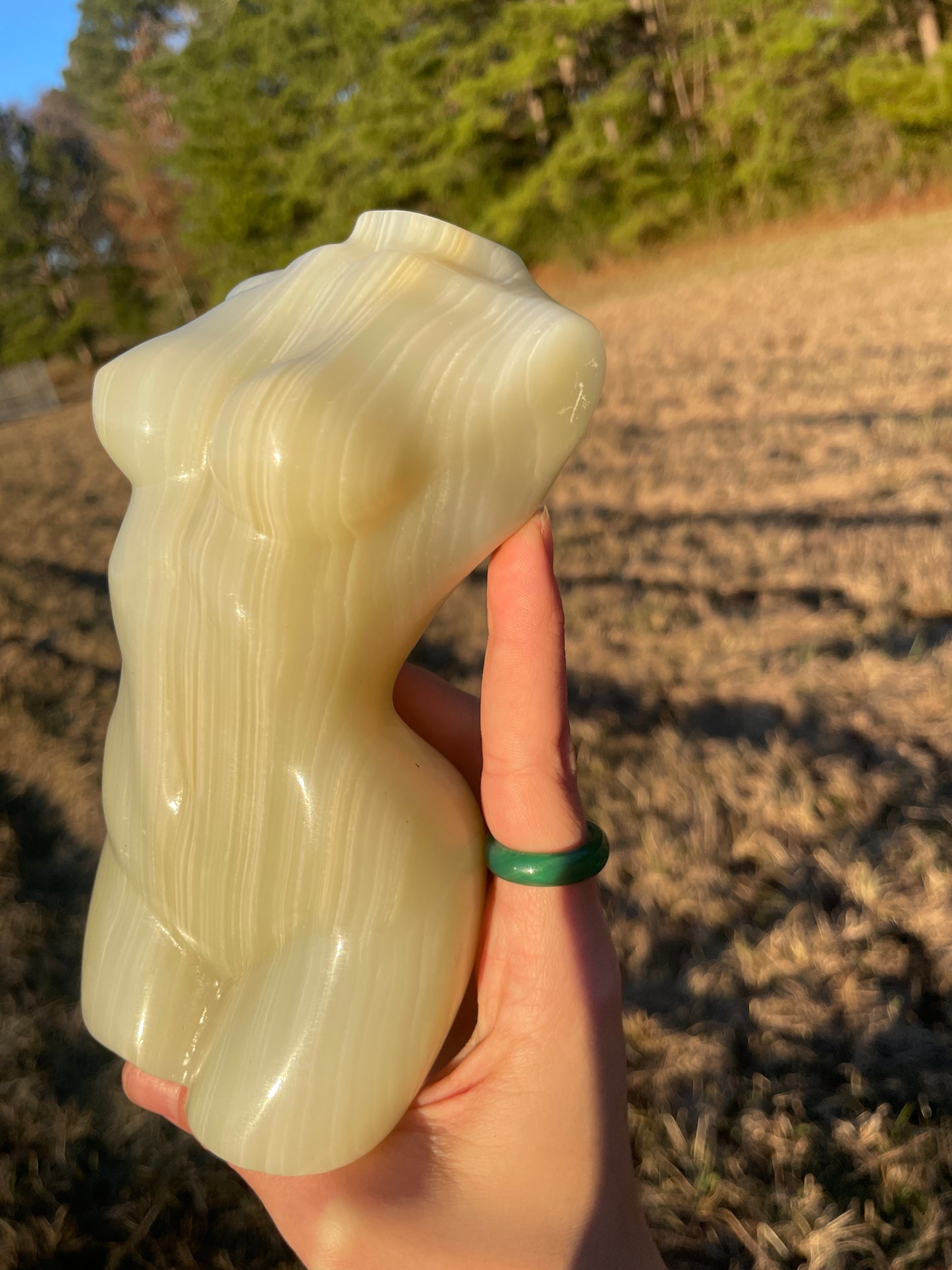 Gorgeously banded Large Afghanistan Jade Goddess Carving (lady body)