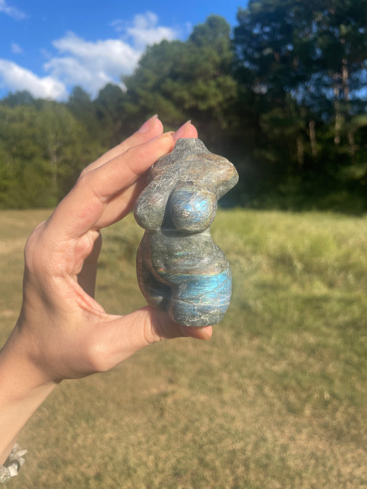 Flashy Labradorite Goddess carving