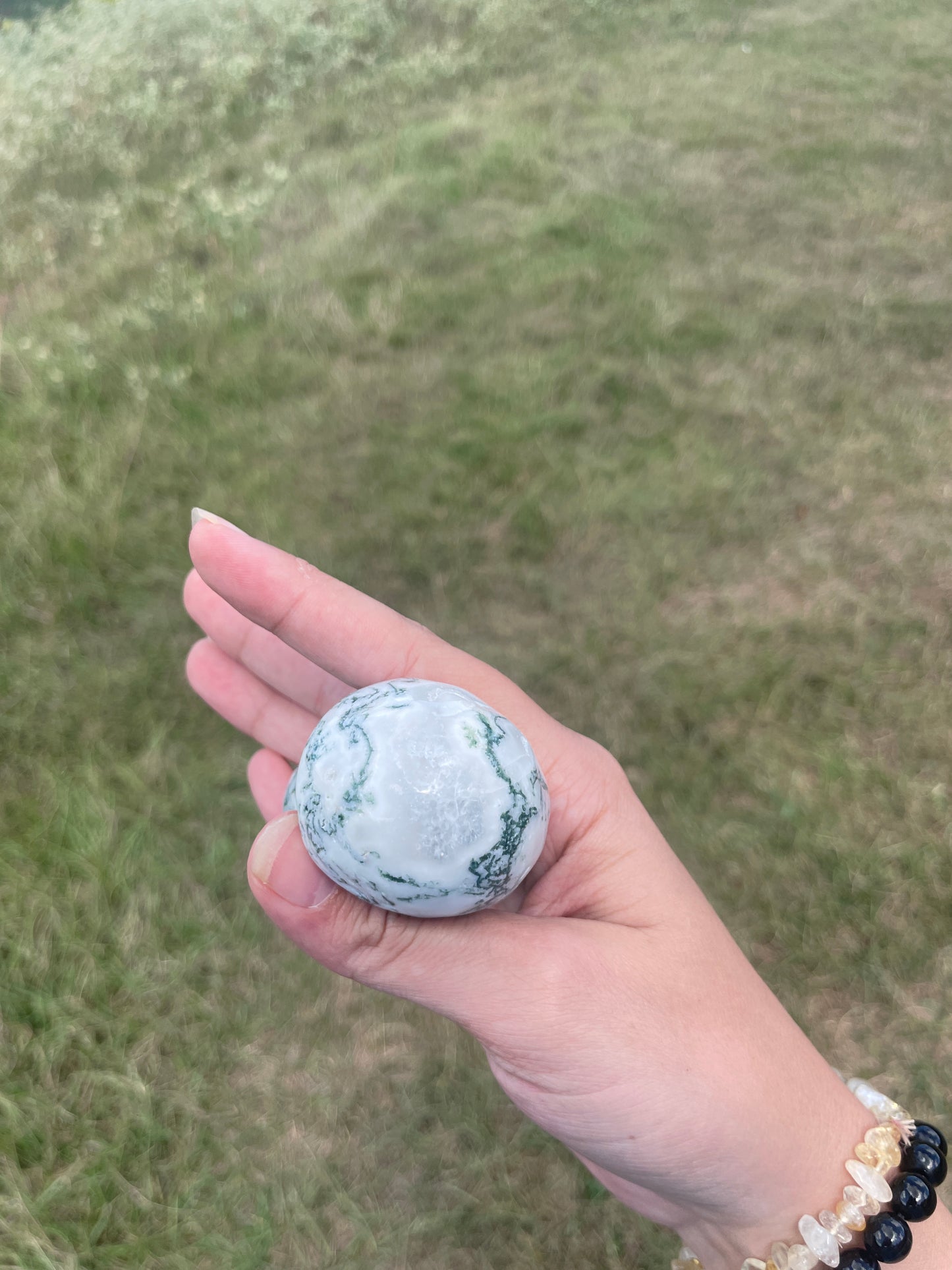 Large Druzy Moss Agate mushroom carving #3
