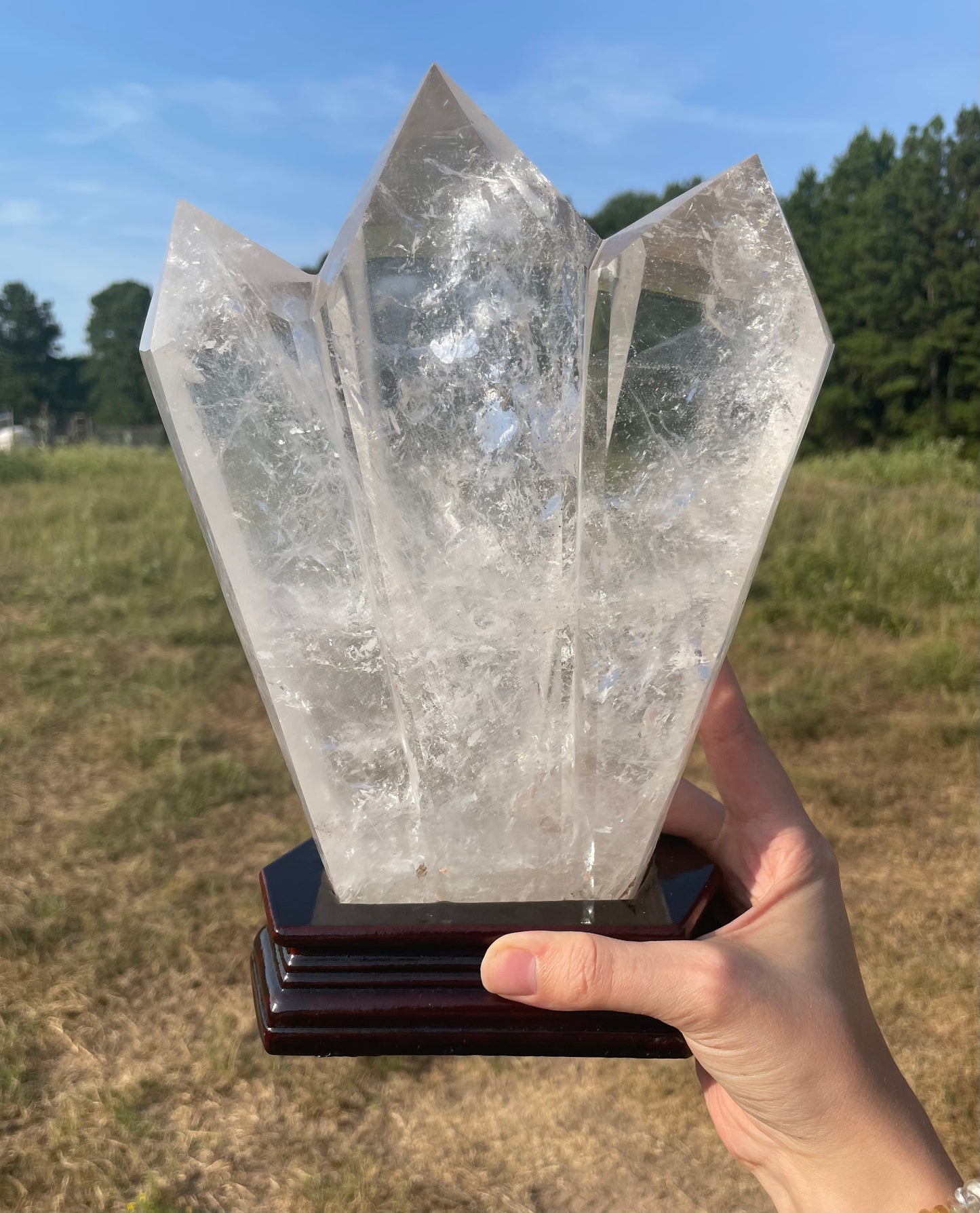 XXL Clear Quartz Triple Point Tower