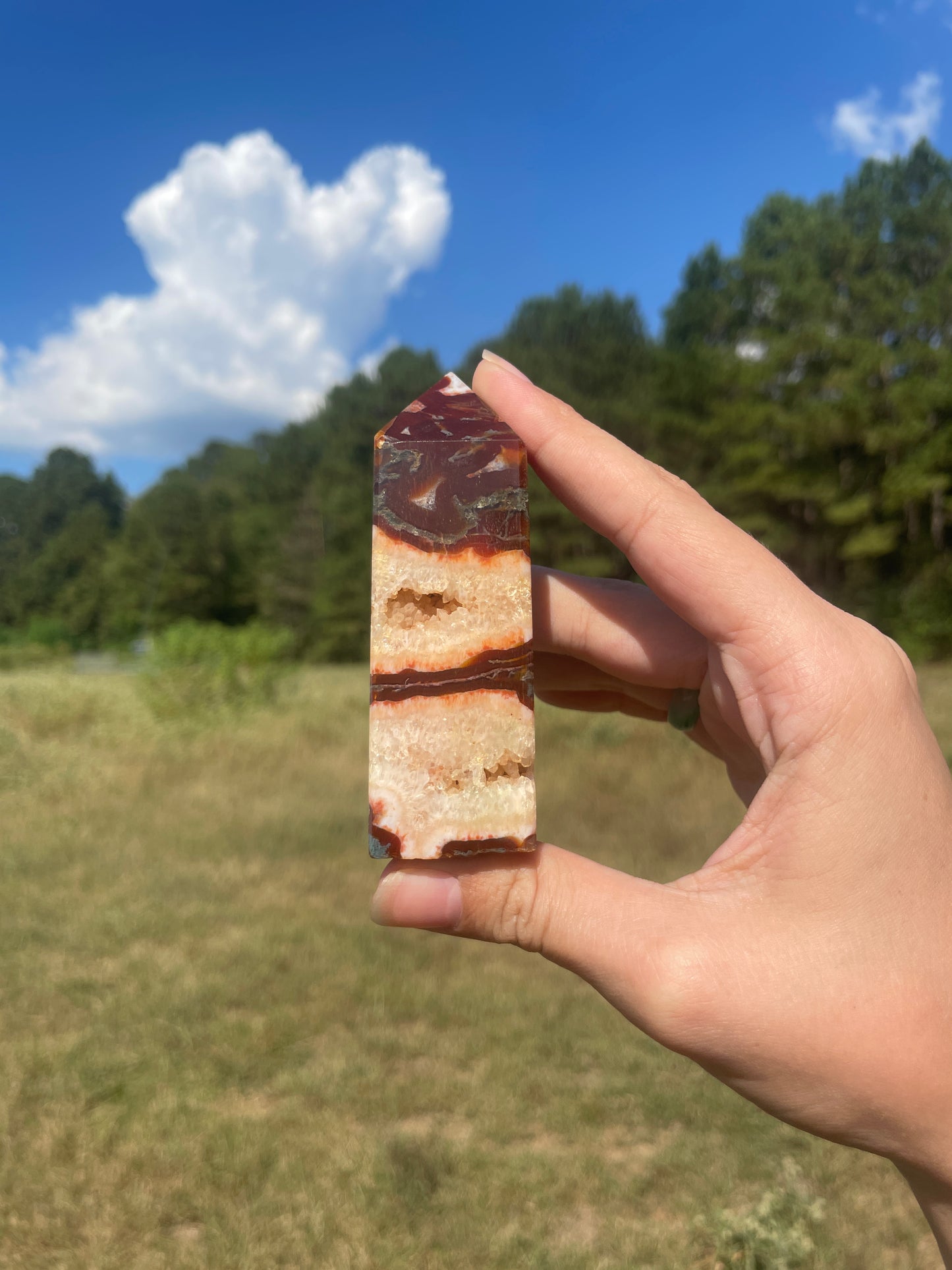 Druzy red moss agate/carnelian tower #6