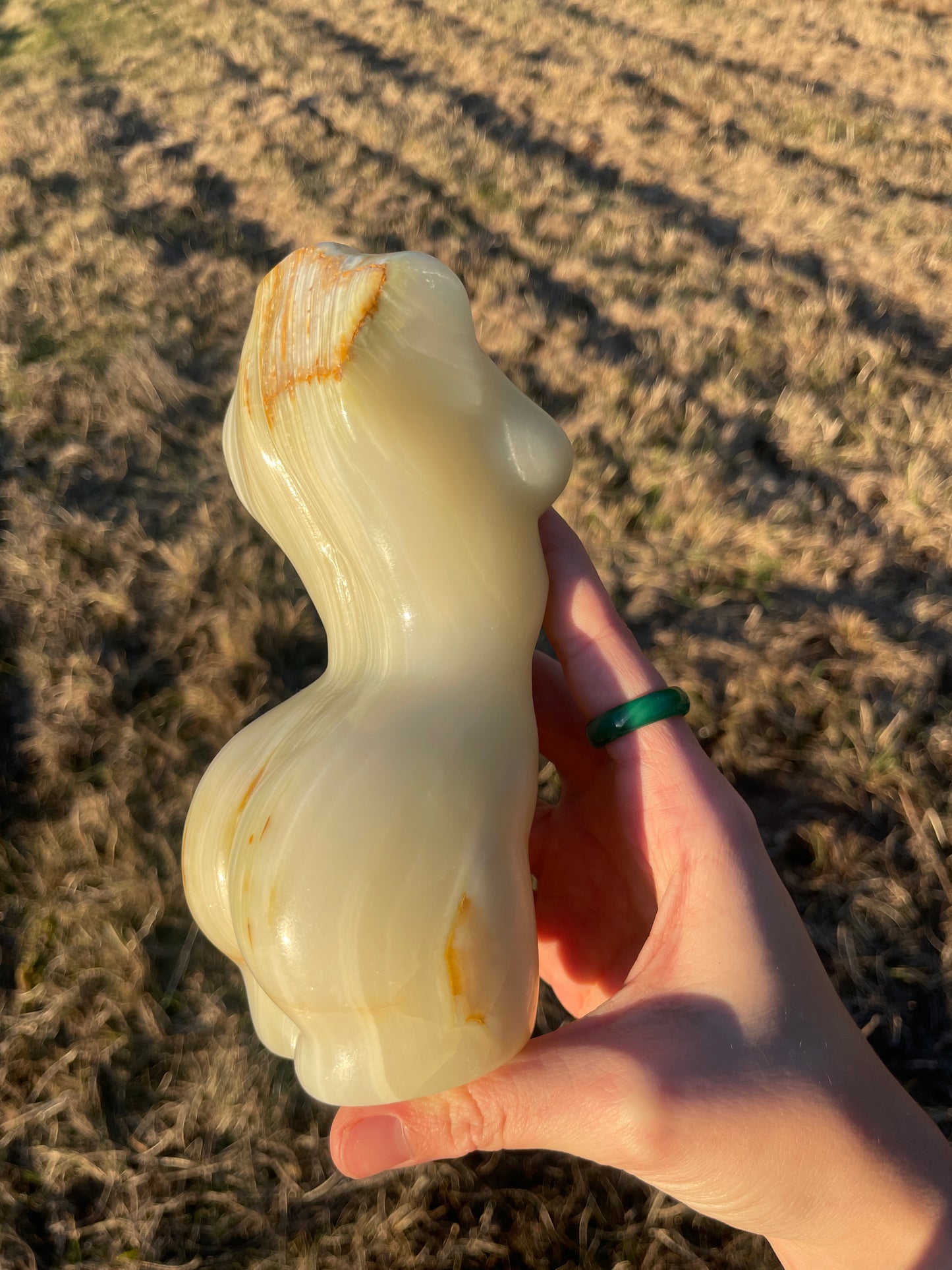 Gorgeously banded Large Afghanistan Jade Goddess Carving (lady body)