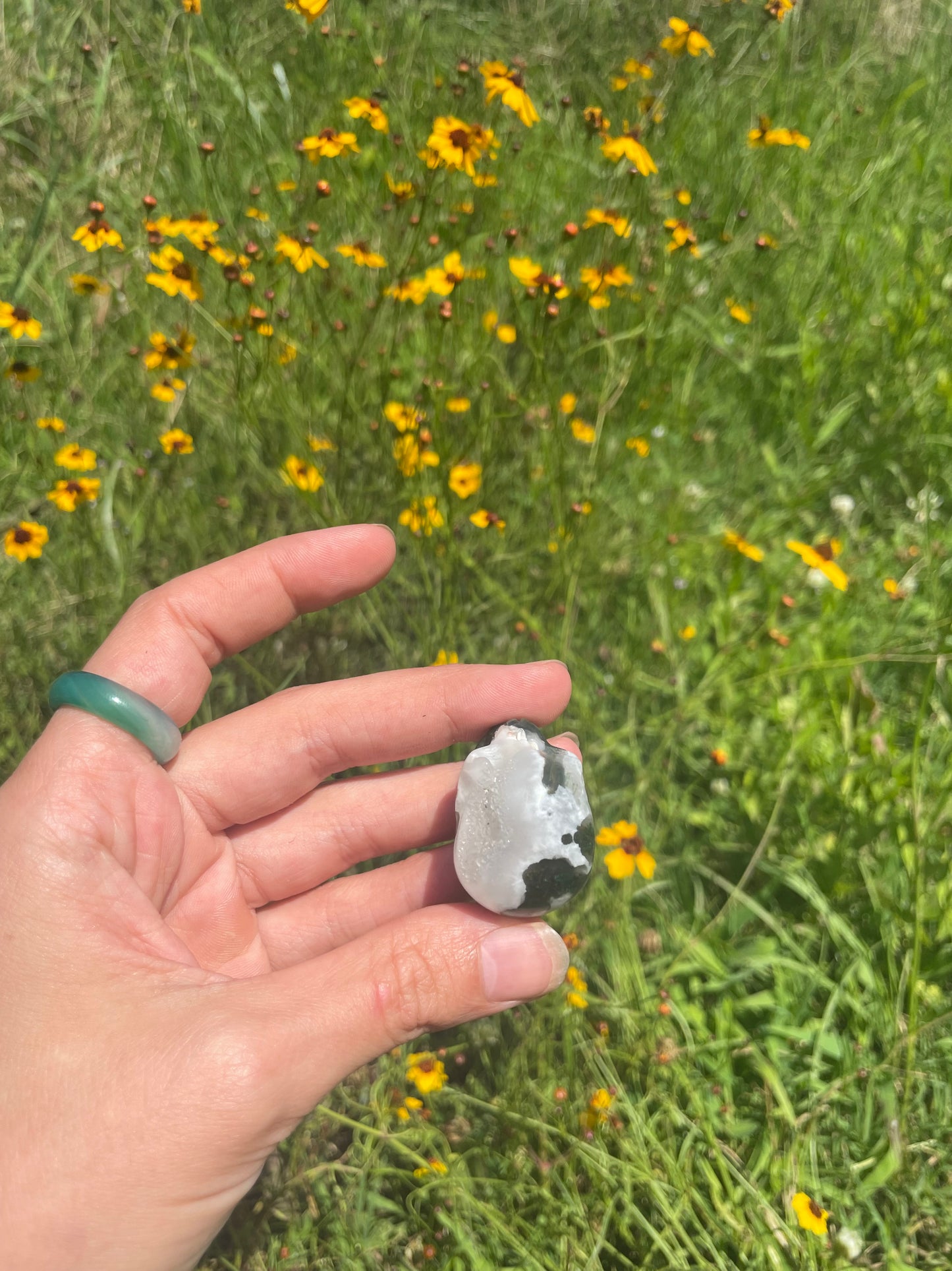 Mini Druzy Moss Agate Skull