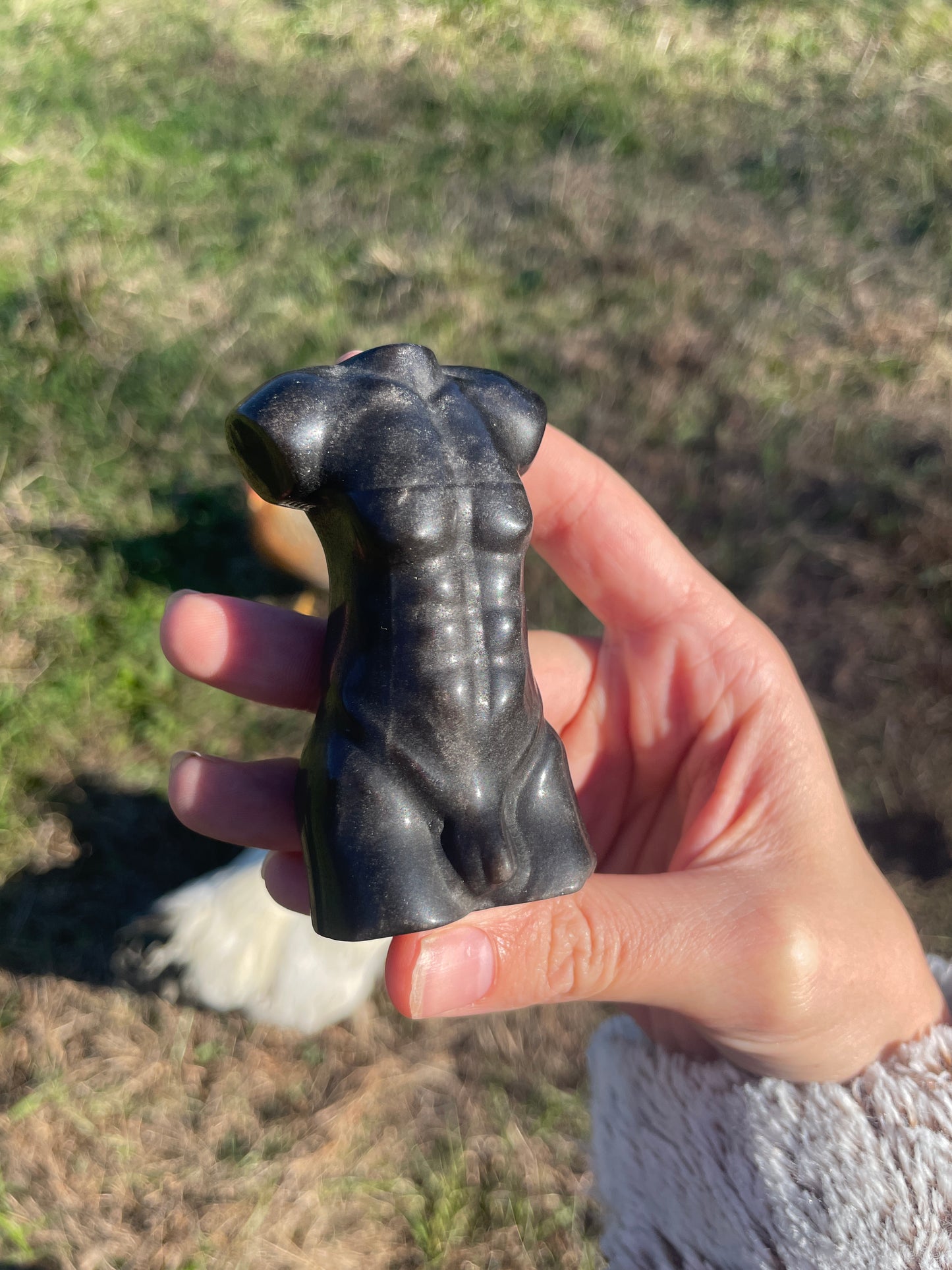 Imperfect Black Obsidian God (Man body) Carving