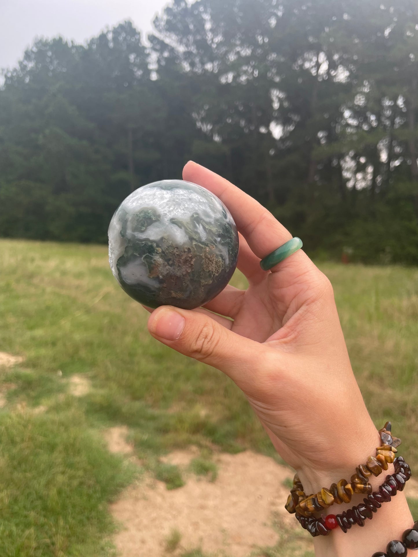 Druzy Moss Agate Sphere