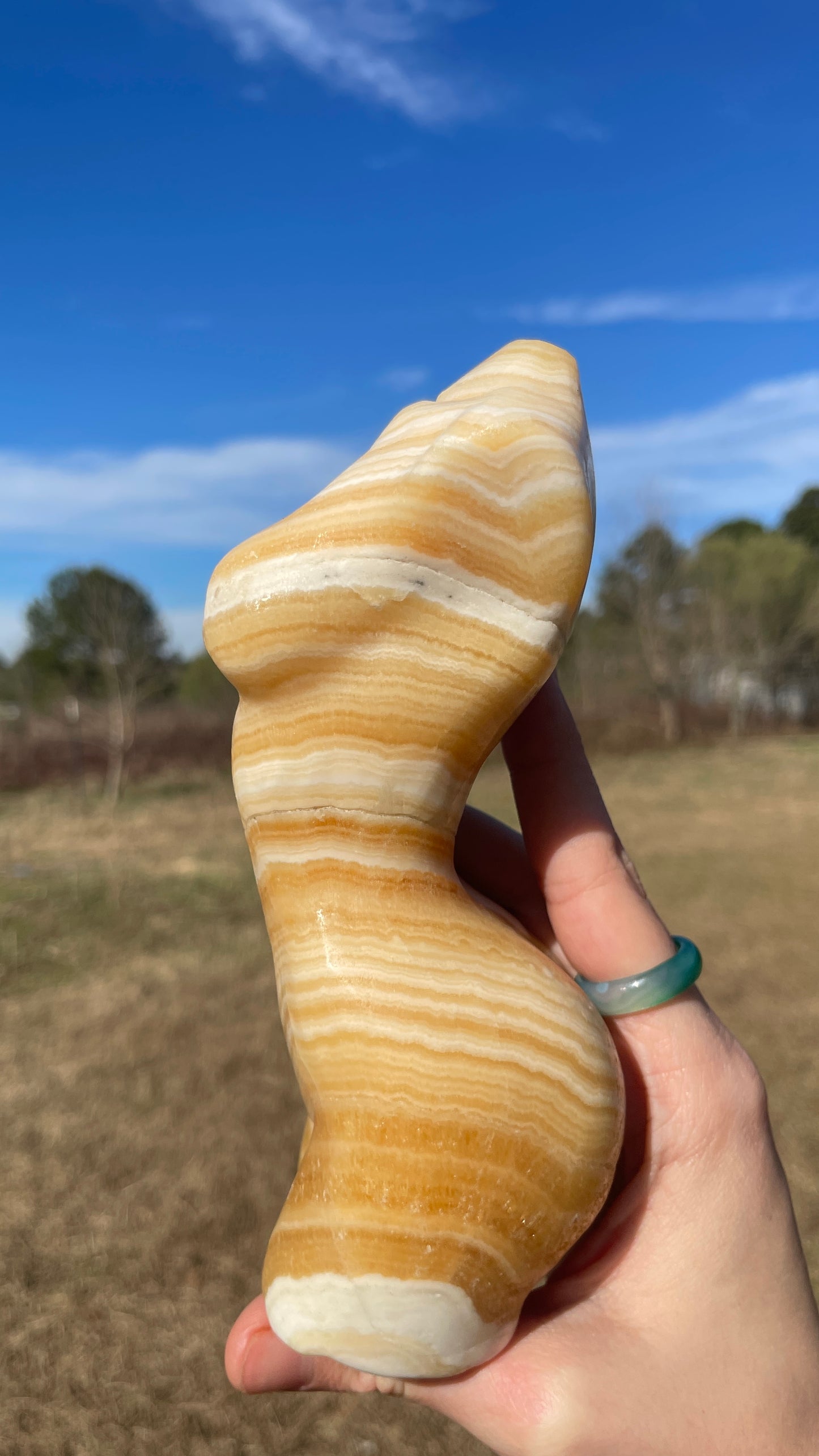 Large Banded Calcite Goddess Carving (lady body)