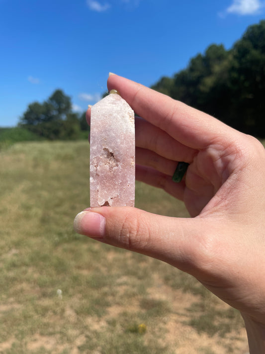 Druzy pink amethyst tower 1