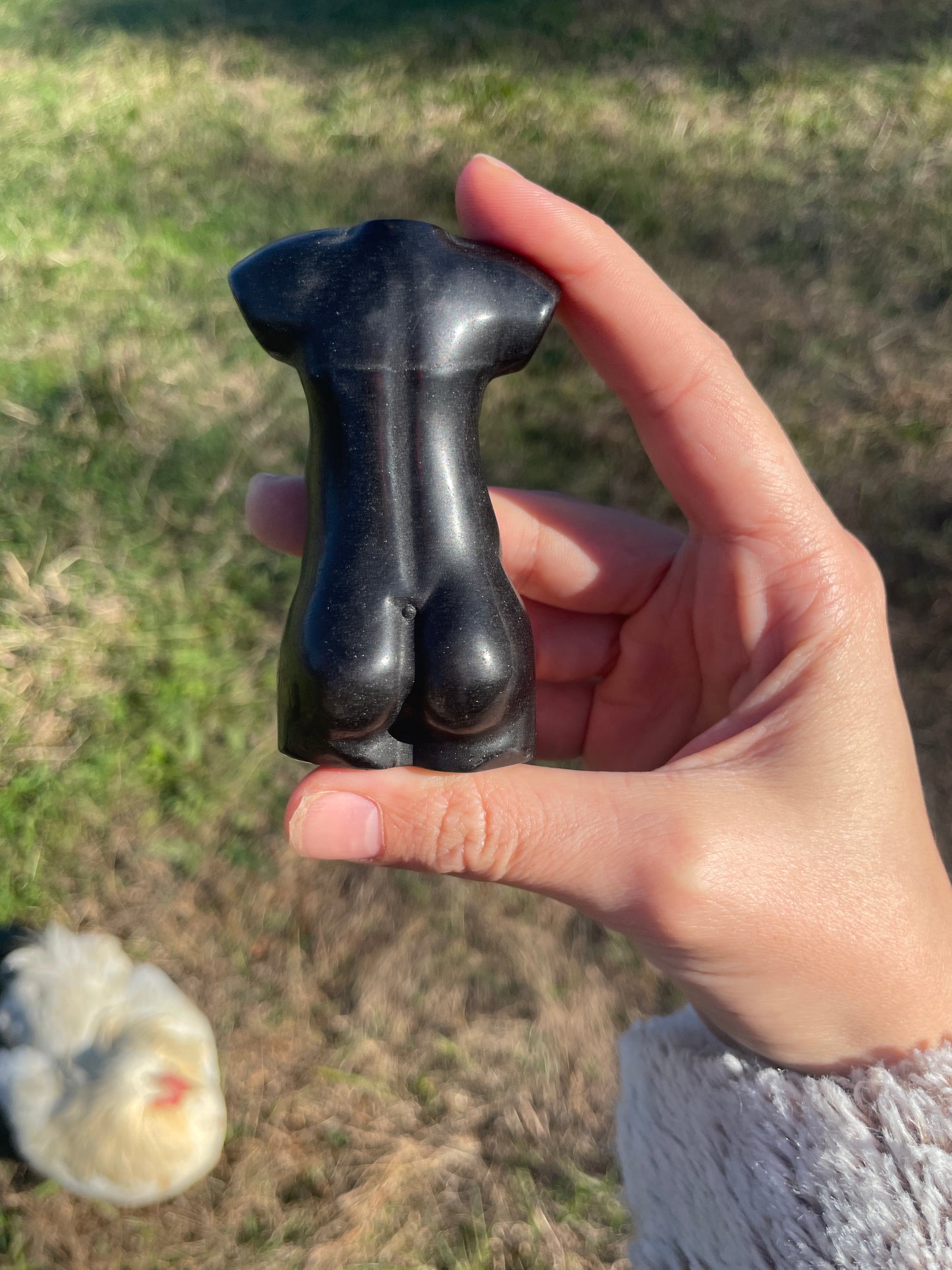 Imperfect Black Obsidian God (Man body) Carving