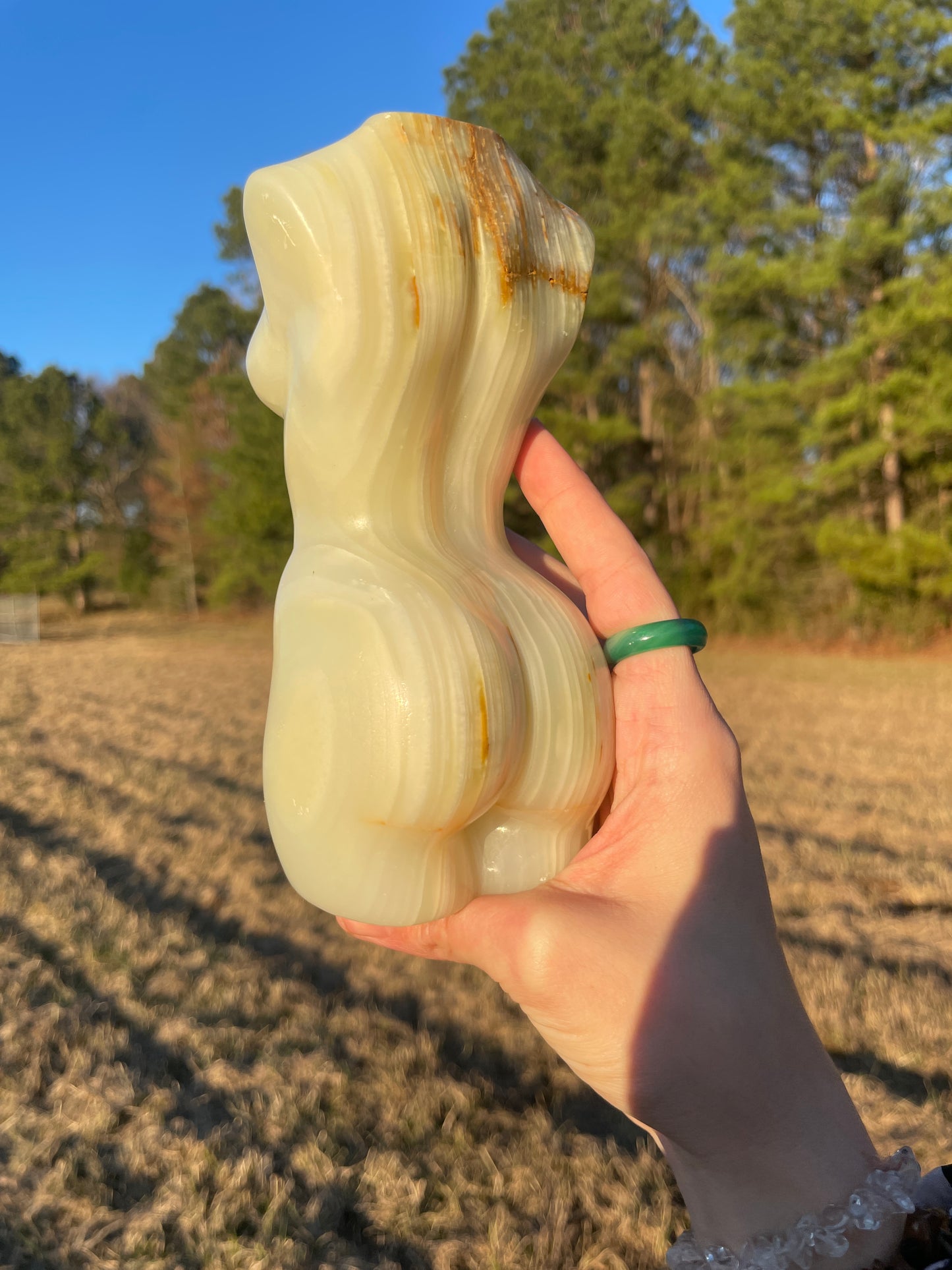 Gorgeously banded Large Afghanistan Jade Goddess Carving (lady body)
