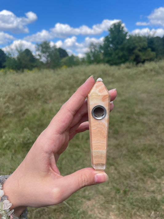 Orange calcite Crystal Pipe (decor)