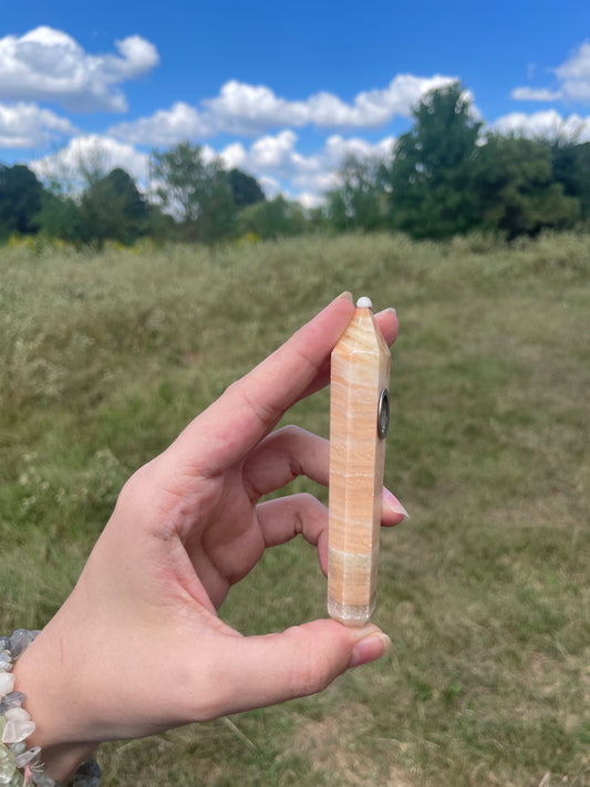 Orange calcite Crystal Pipe (decor)