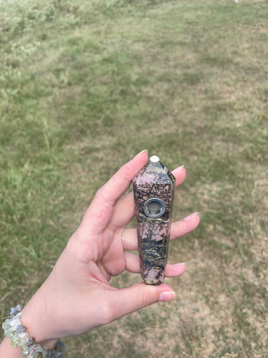Rhodonite Crystal Pipe (decor)