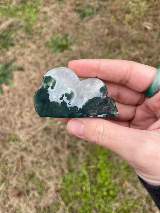 Moss Agate Mini Cloud Carving