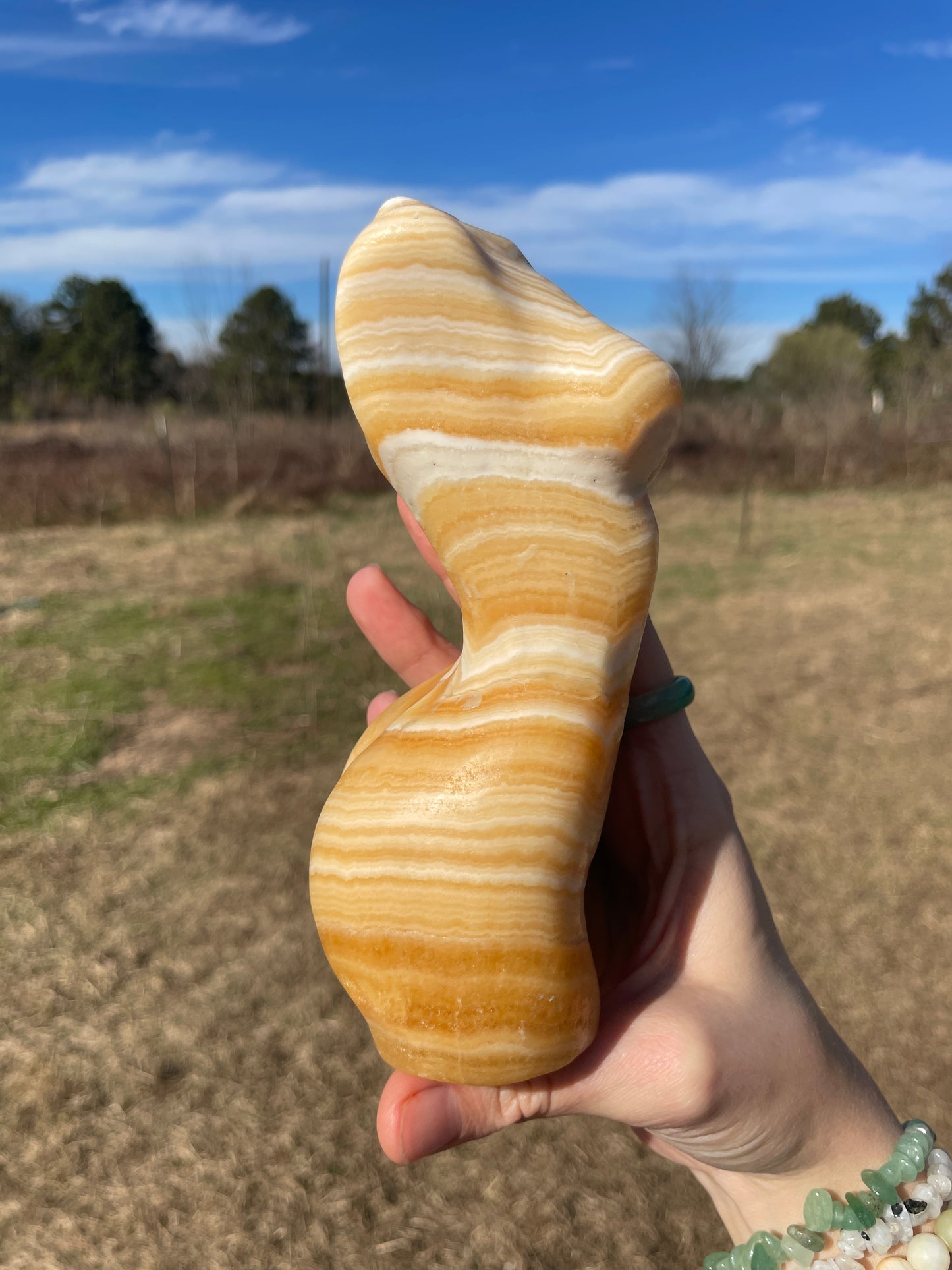 Large Banded Calcite Goddess Carving (lady body)