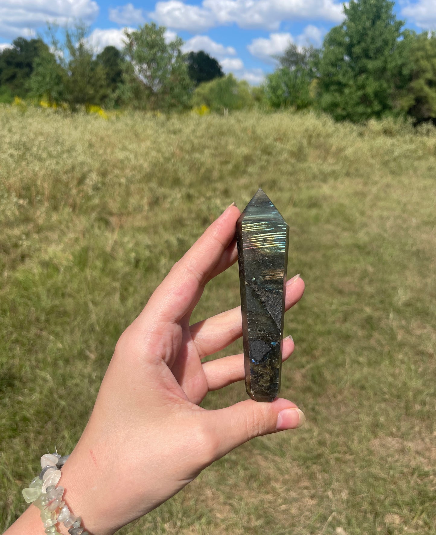 Flashy Labradorite Crystal Pipe