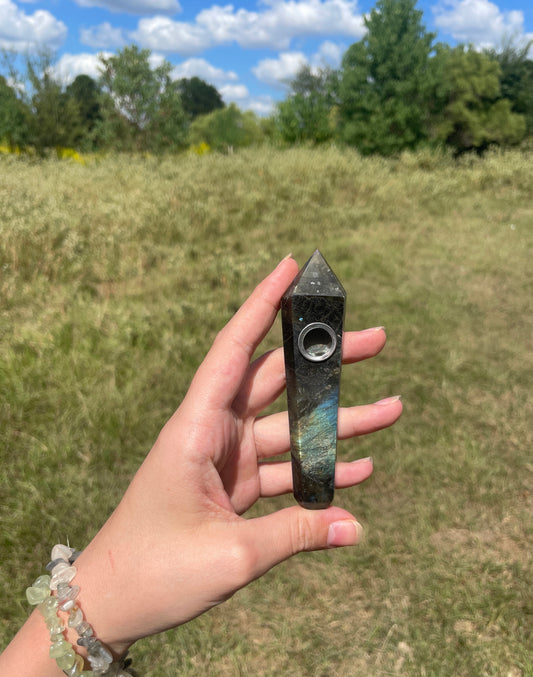 Flashy Labradorite Crystal Pipe