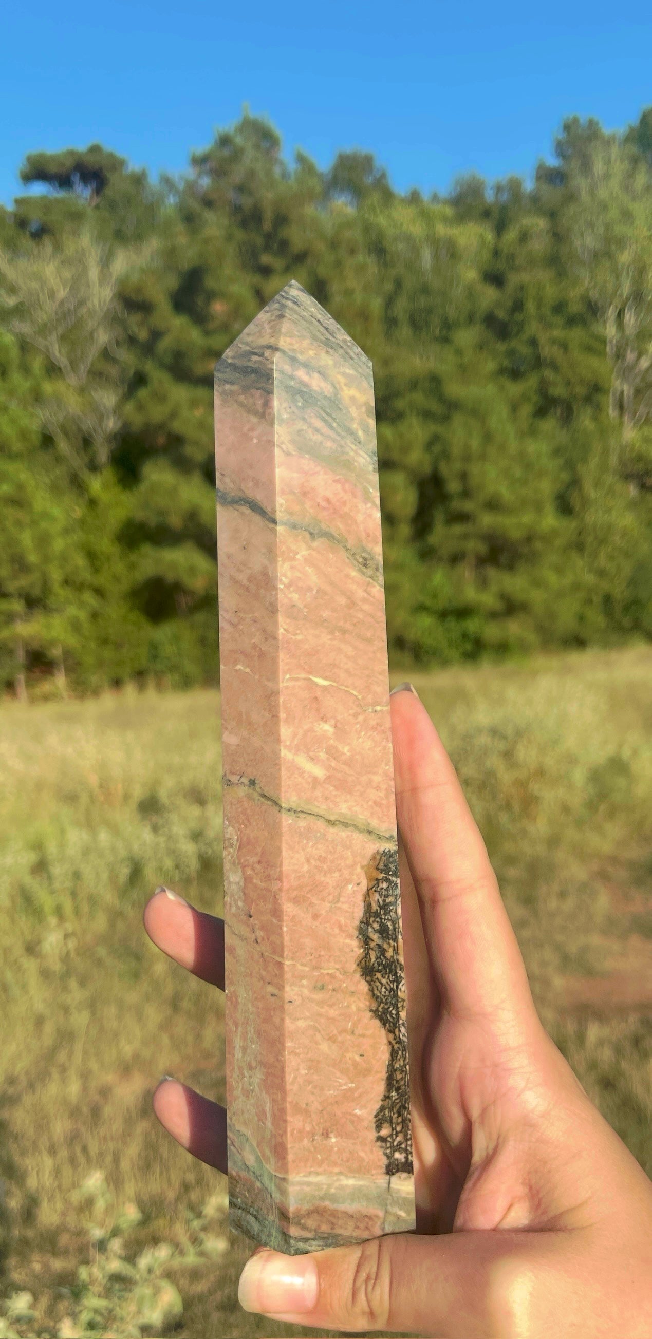Large Rhodonite tower